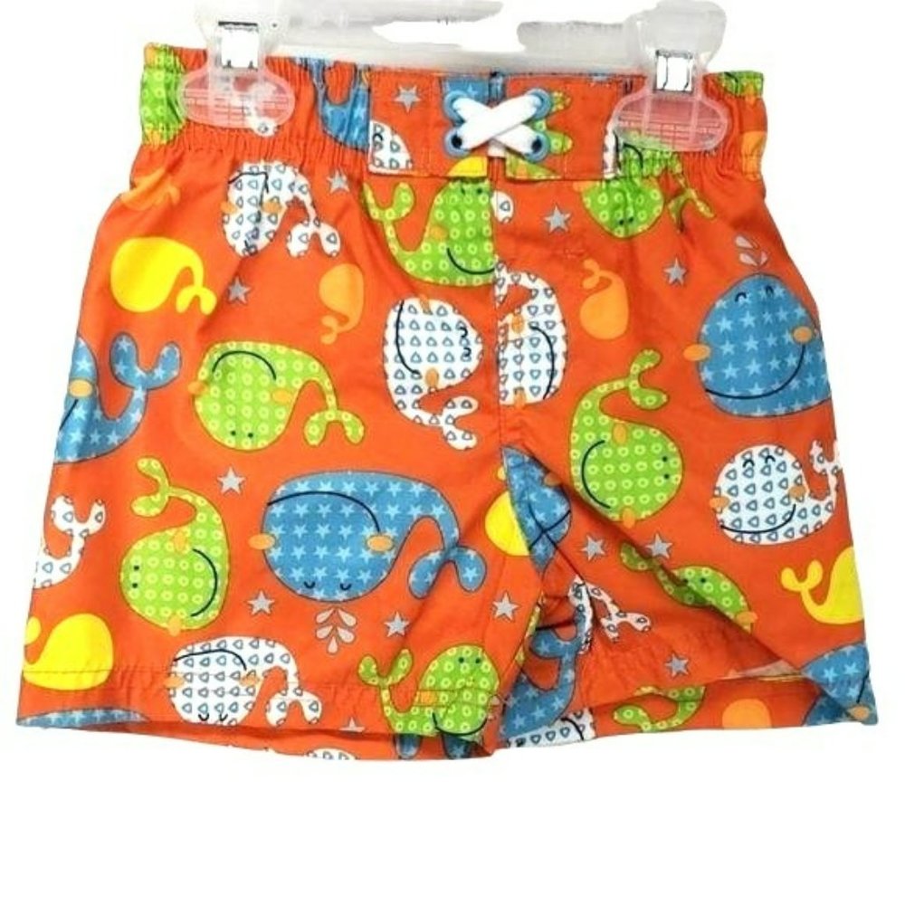 Swiggles Boy's Orange Whale Sea Life Swim Shorts Trunks 18 Months‎
